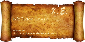 Káldor Ervin névjegykártya