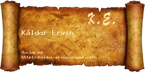 Káldor Ervin névjegykártya